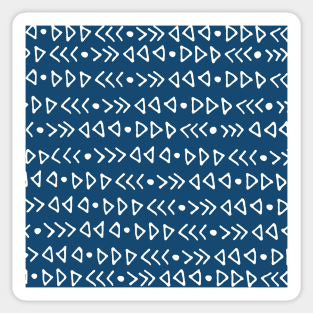 Dark Navy Blue and White Modern Triangles Hand Drawn Pattern Sticker